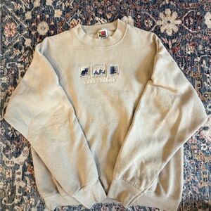 Fruit of the Loom Beige Crewneck Embroidered Sweatshirt